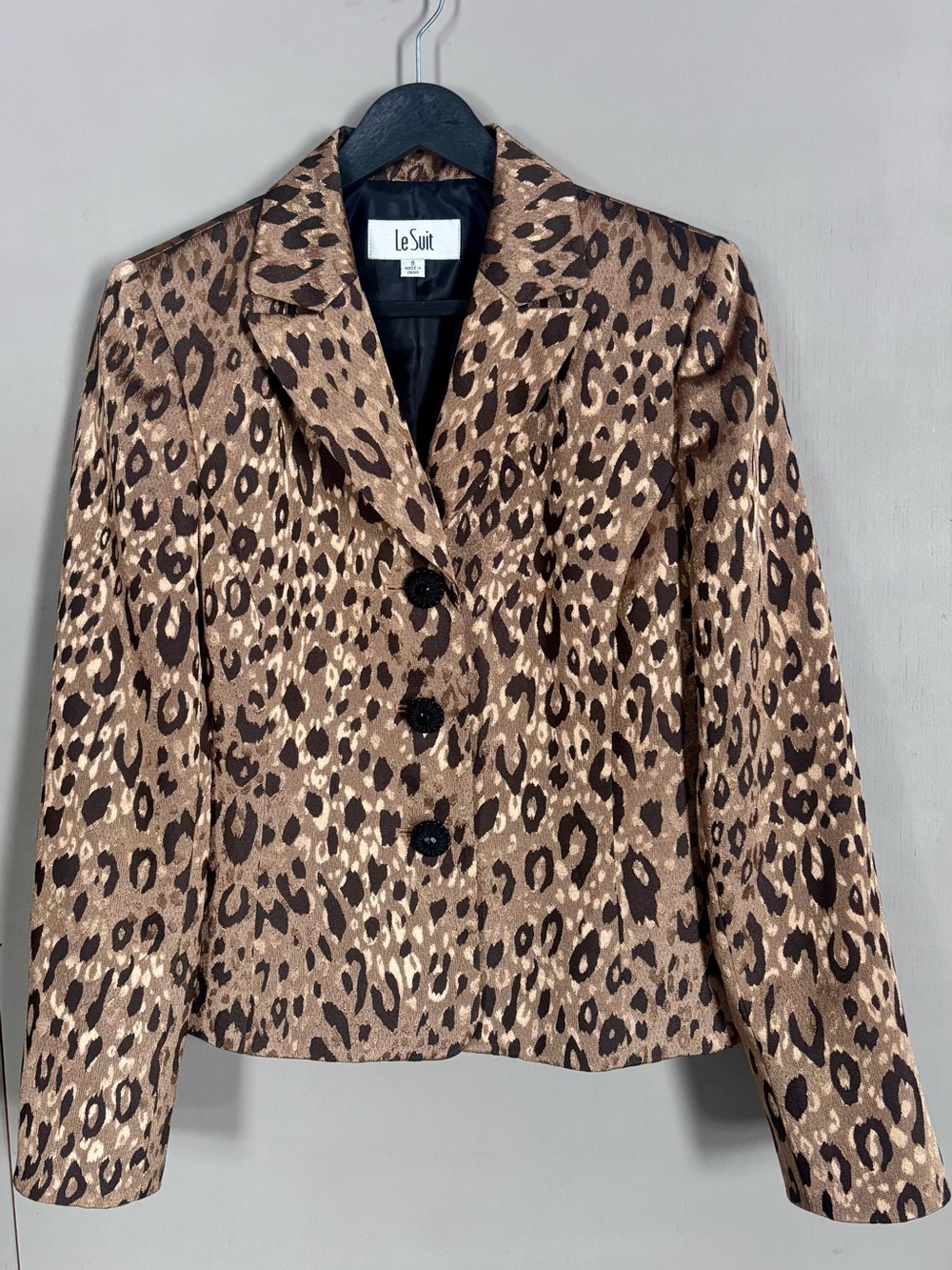 LE SUIT Leopard Print Blazer Jacket in Gold & Brown